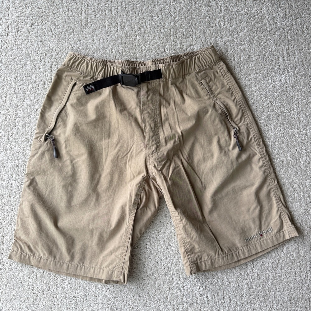 Montbell Hiking Shorts Mens Medium Tan Nylon Integrated Belt Gorpcore 11319 - Picture 2 of 14